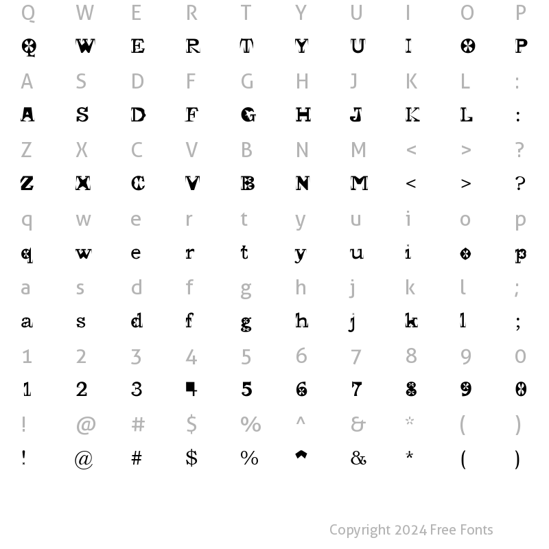 Character Map of Gscript Regular