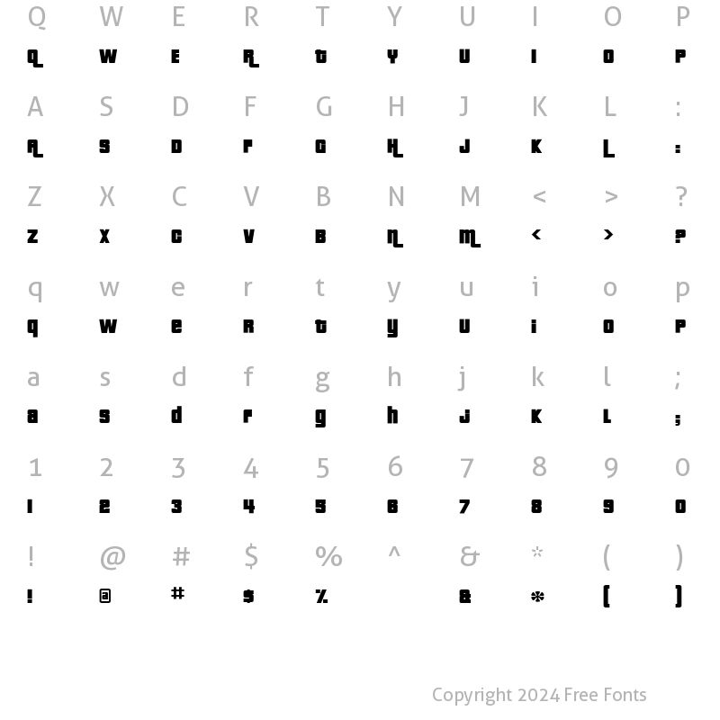 Character Map of GTA Russian Regular