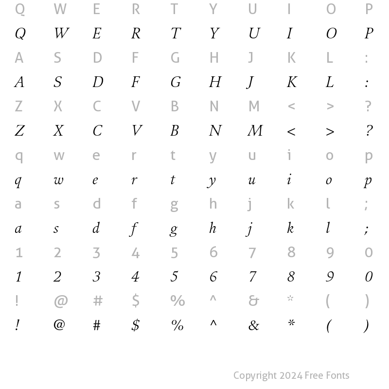 Character Map of Guardi 56 Italic