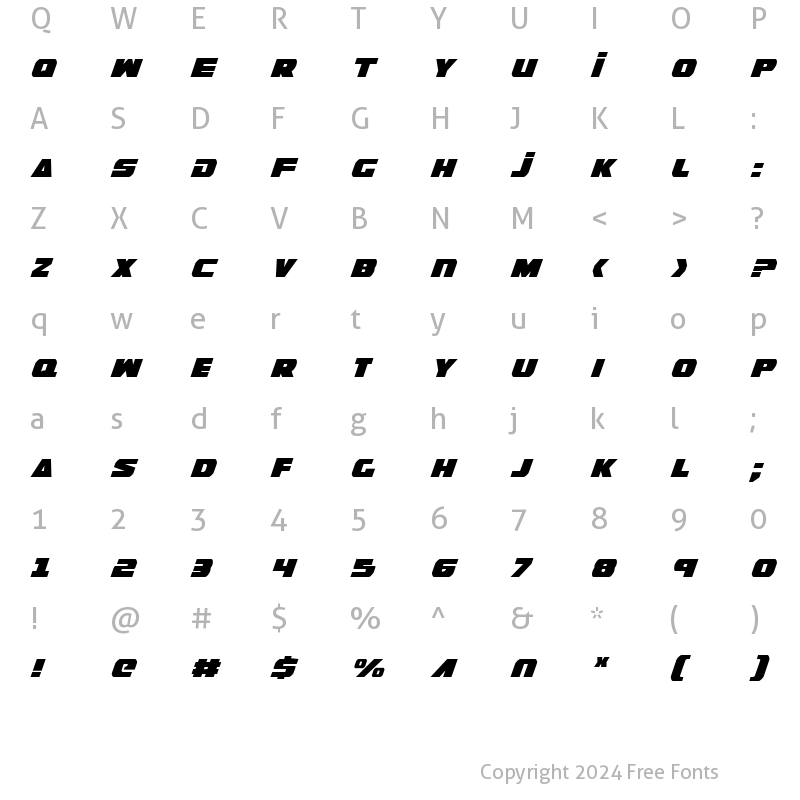 Character Map of Guardian Condensed Italic Condensed Italic