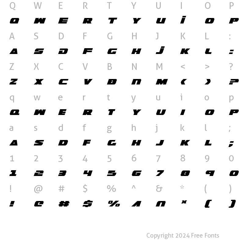 Character Map of Guardian Expanded Italic Expanded Italic