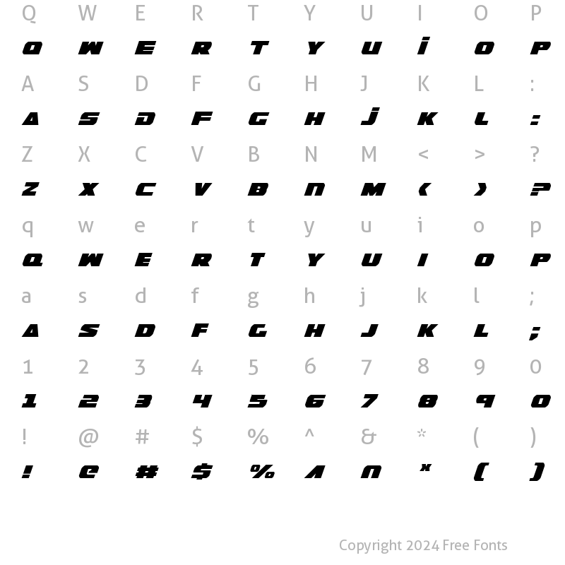 Character Map of Guardian Italic Italic