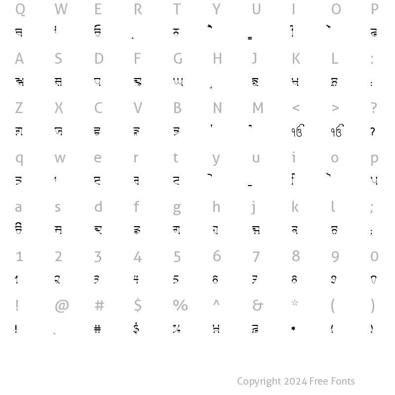 Character Map of Gubara 6 Small Medium