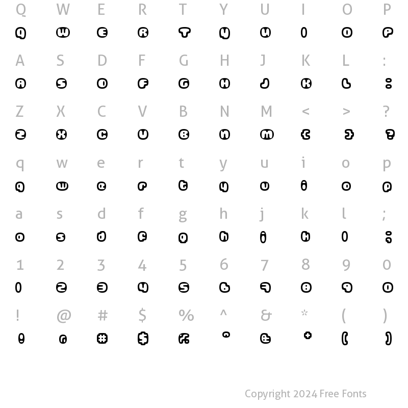 Character Map of Gubblebum Regular