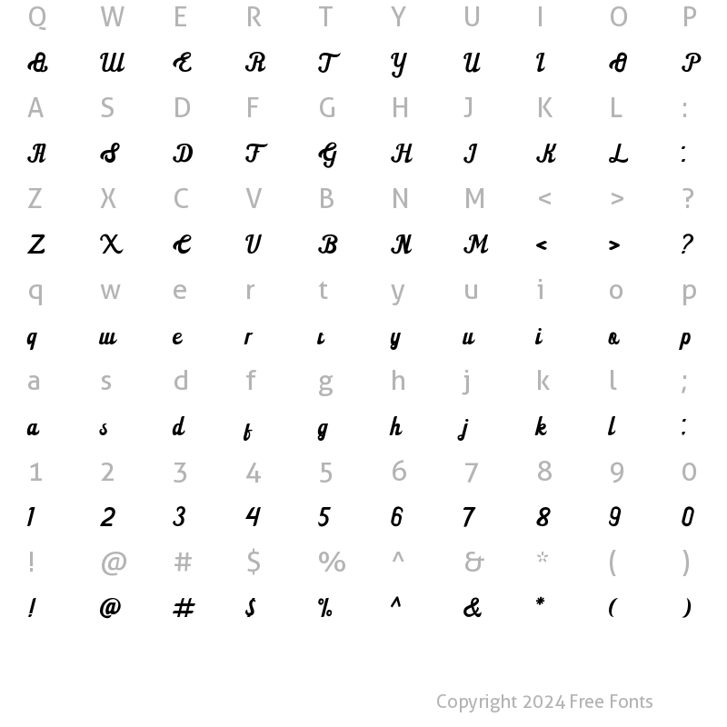 Character Map of Gudeys Regular