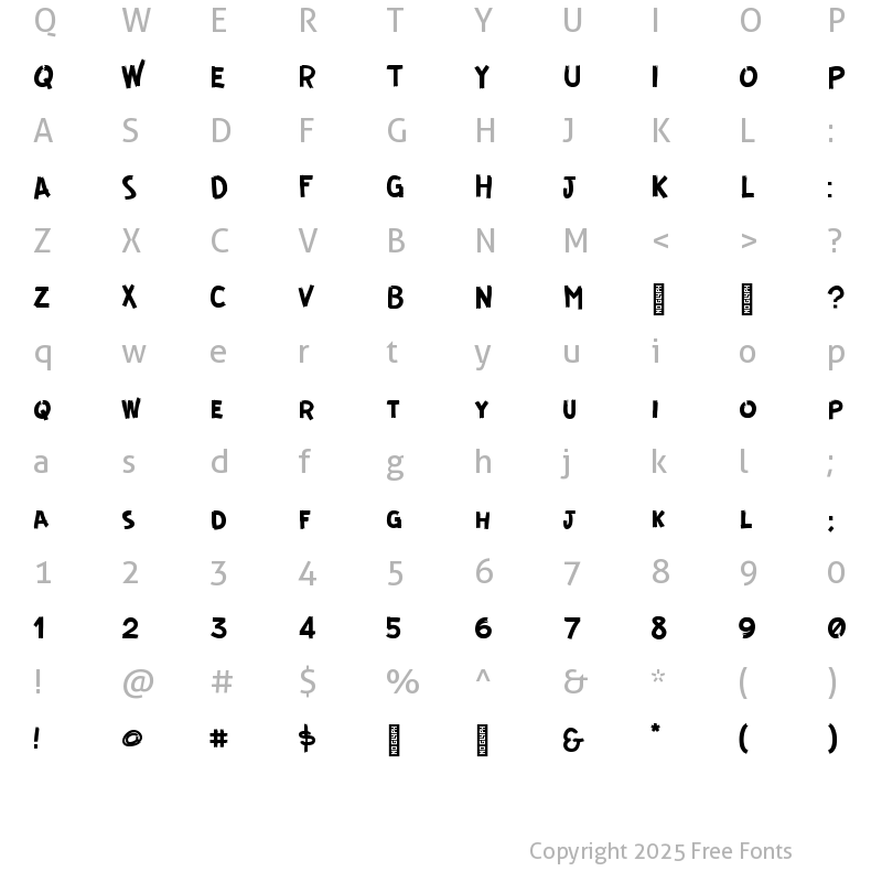 Character Map of GUERRILLA Normal