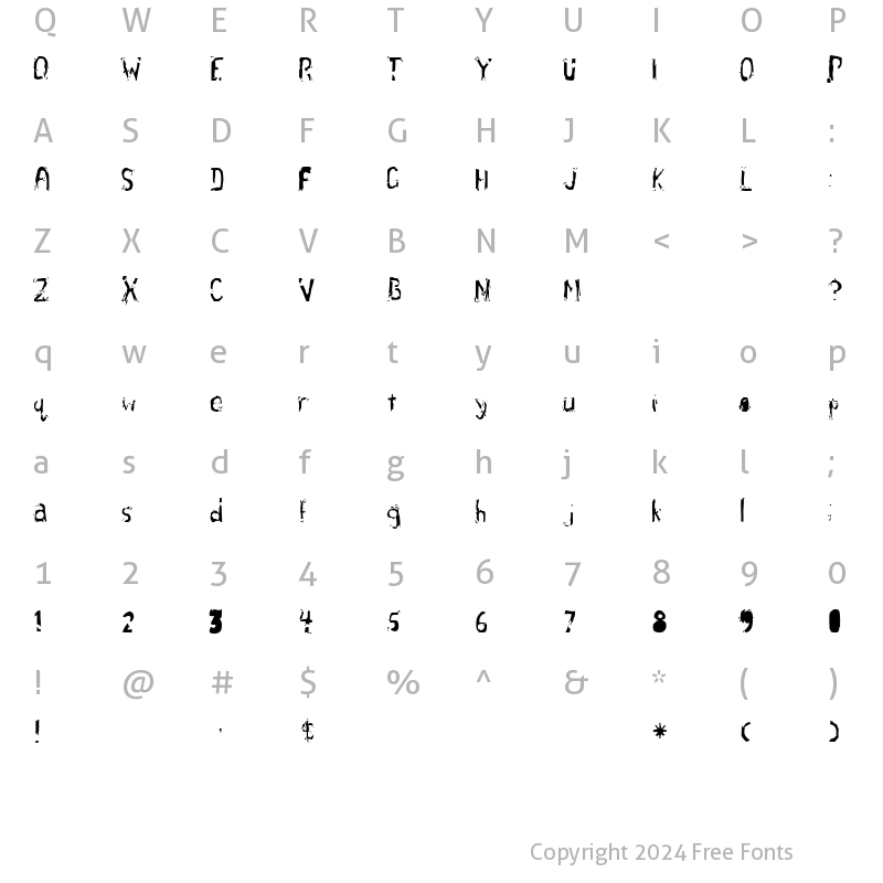 Character Map of guillotine Regular