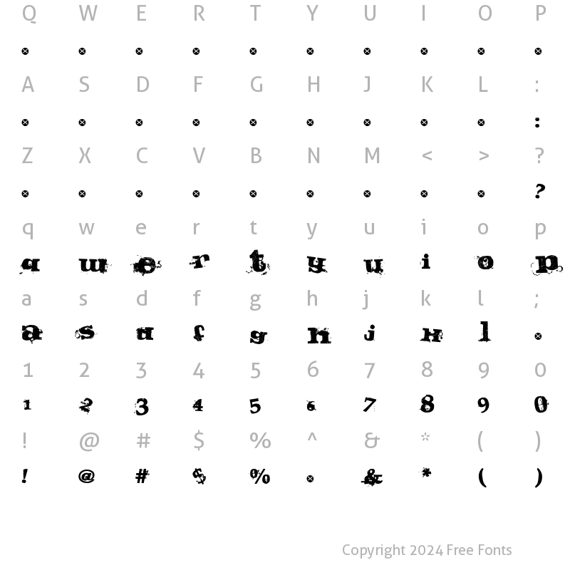 Character Map of Guilty (r)ecife