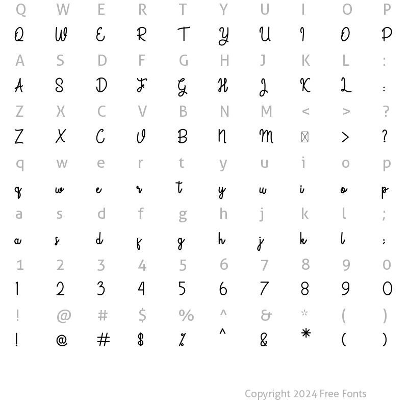 Character Map of Guinevere Bold