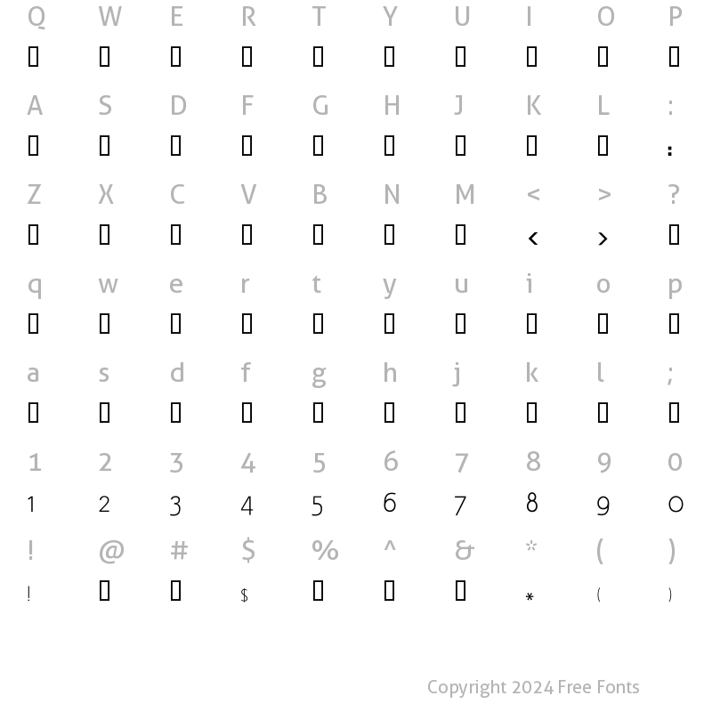 Character Map of gulf Light