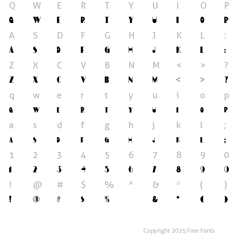 Character Map of Gulfstream NF Regular