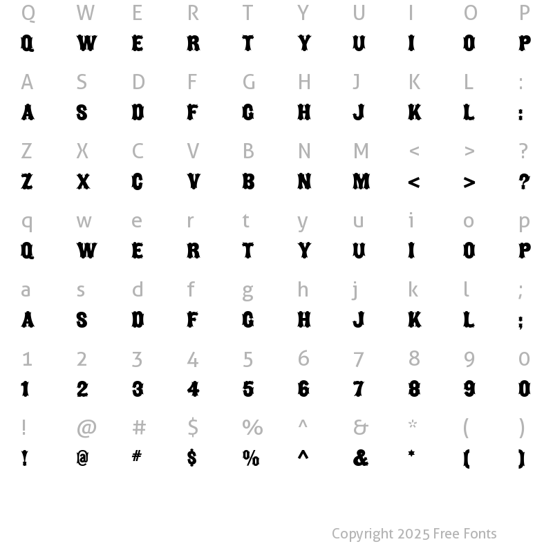 Character Map of Gullywasher WBW Regular