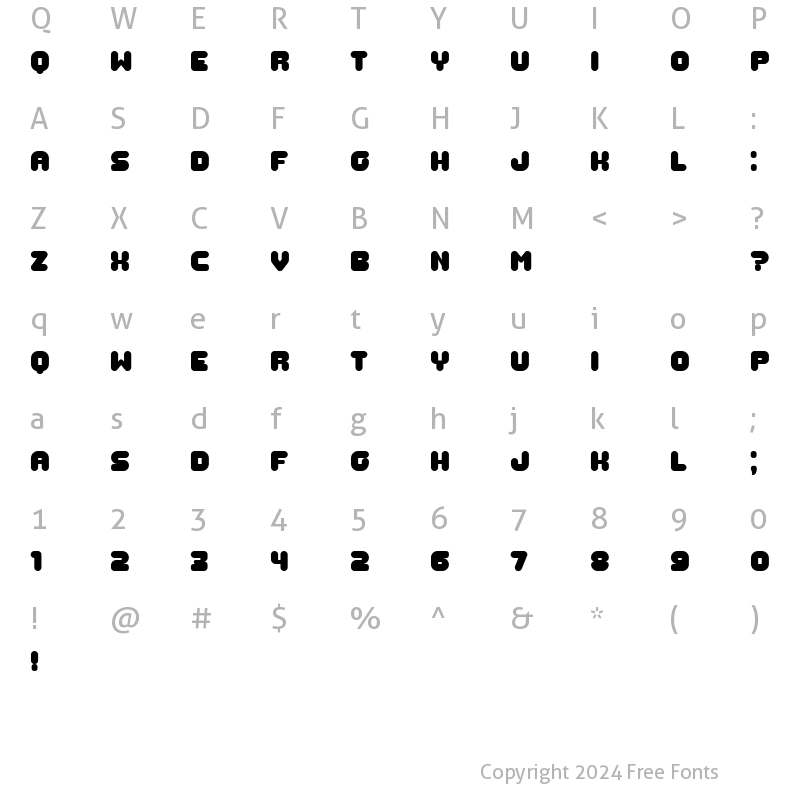 Character Map of Gummy Book Regular