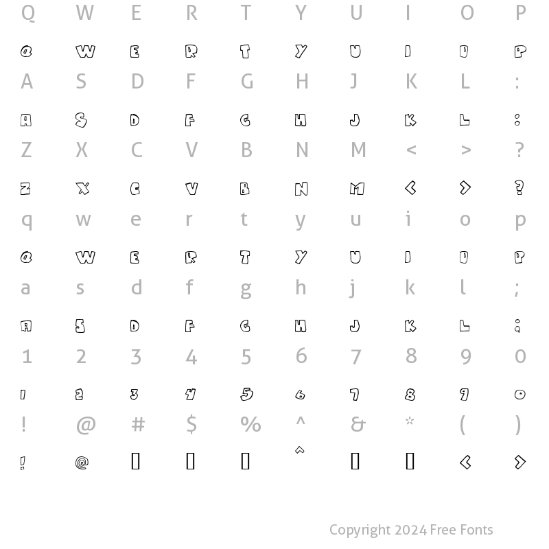 Character Map of Gumpy one Regular