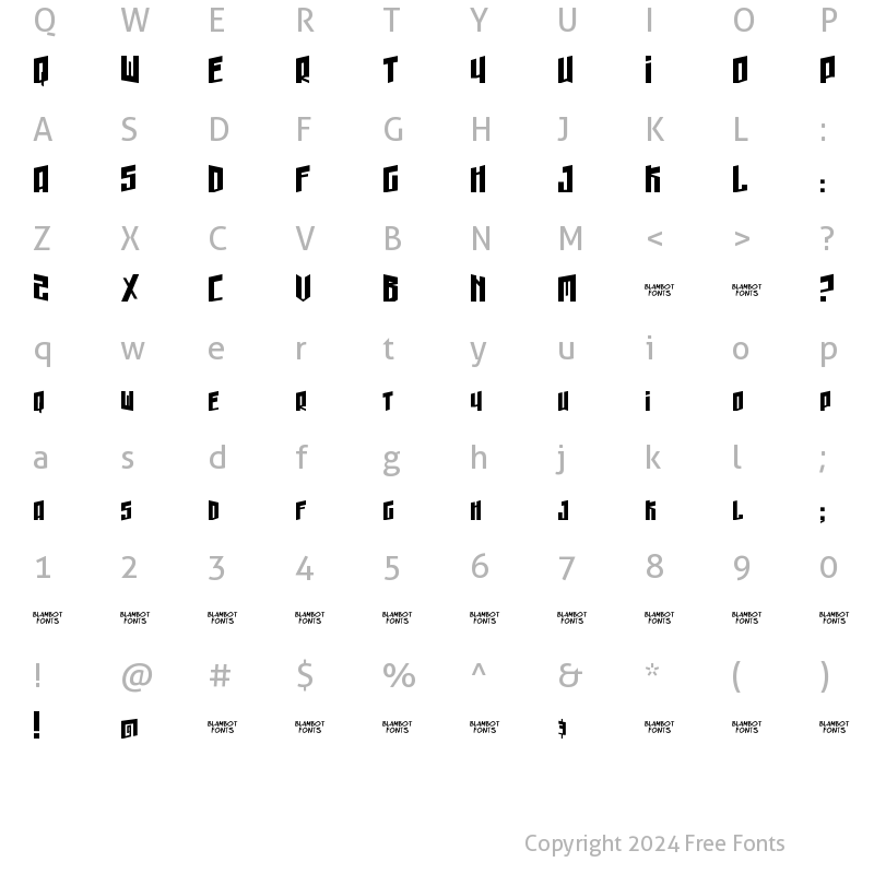 Character Map of Gunhead Chick Regular