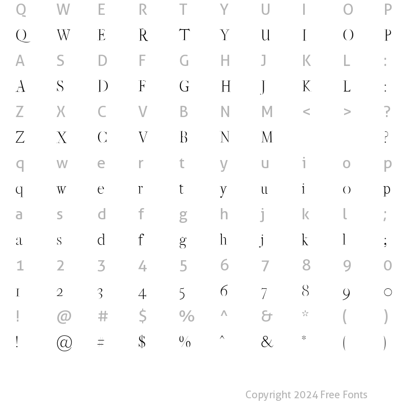 Character Map of Gunma Light