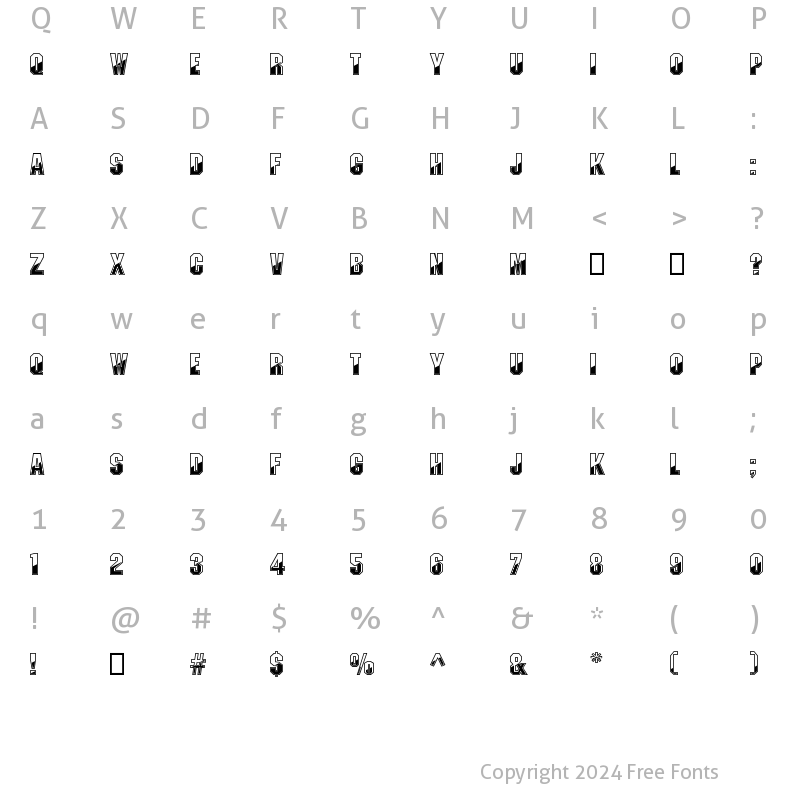 Character Map of Gunmetal Regular