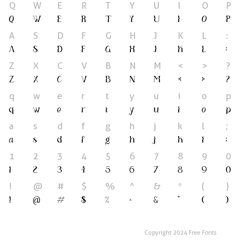 Character Map of Gunner Regular