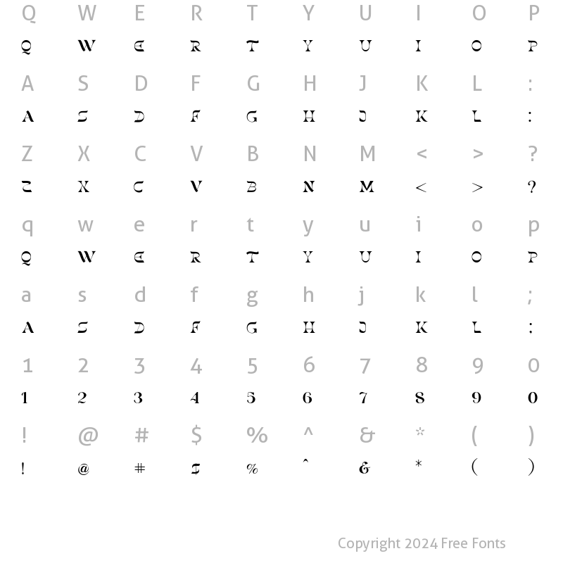 Character Map of Gunsan Regular