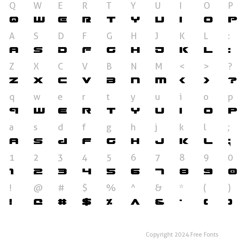 Character Map of Gunship Bold Bold