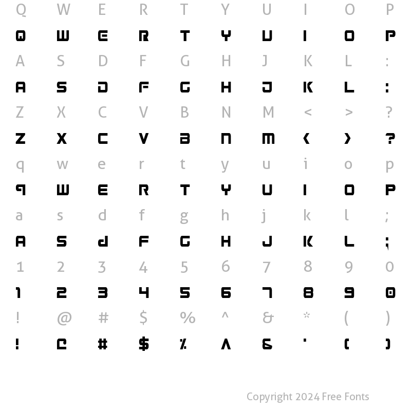 Character Map of Gunship Condensed Condensed