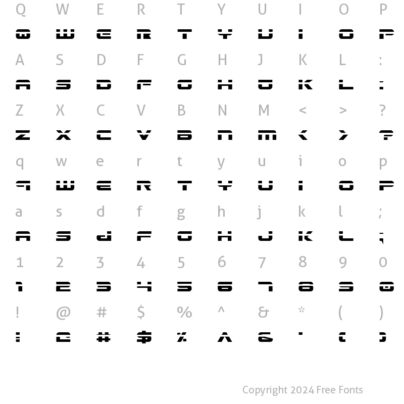 Character Map of Gunship Laser Laser