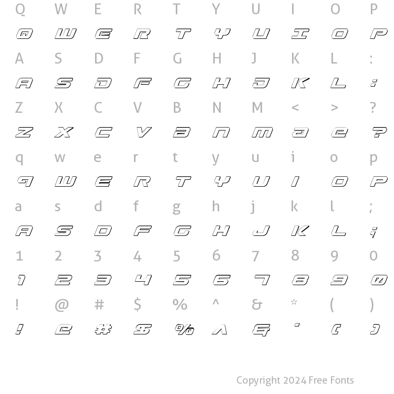 Character Map of Gunship Shadow Ital Shadow Ital