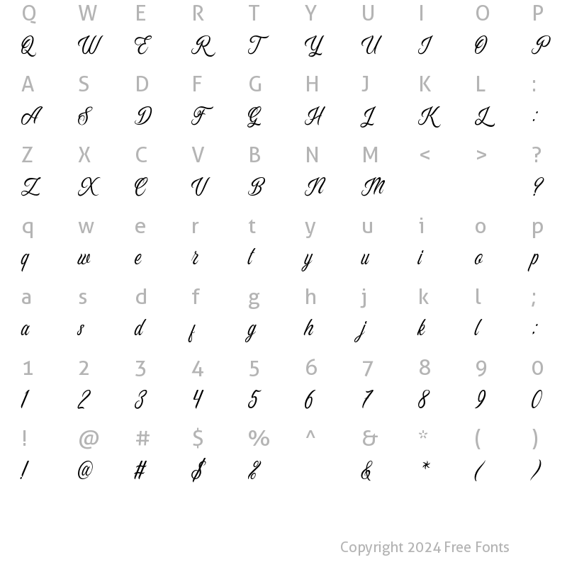 Character Map of Gunstone Regular