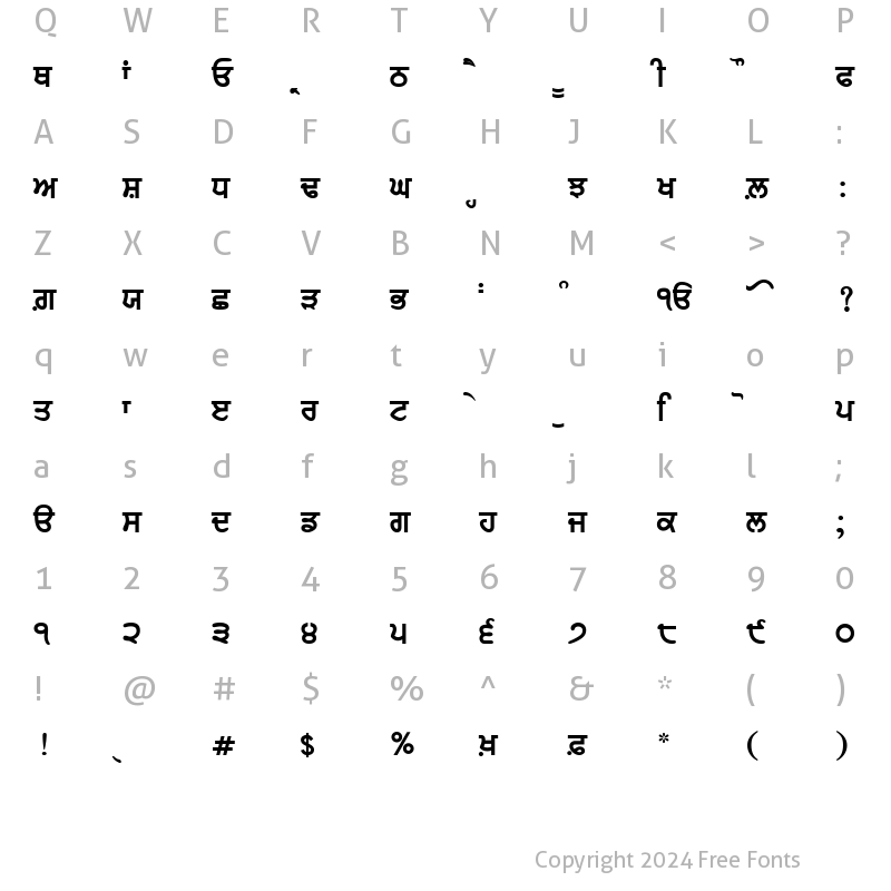 Character Map of GurbaniWebThick Regular