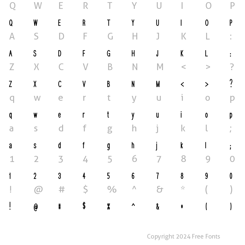 Character Map of Gurvetica 15 Ultra Cond Medium Medium