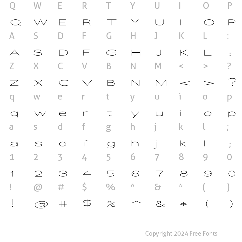 Character Map of Gurvetica 93 Ultra Expanded Light Light