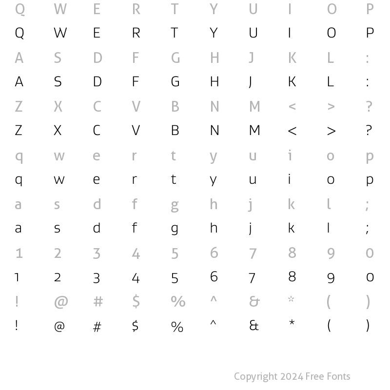 Character Map of Gustan Light