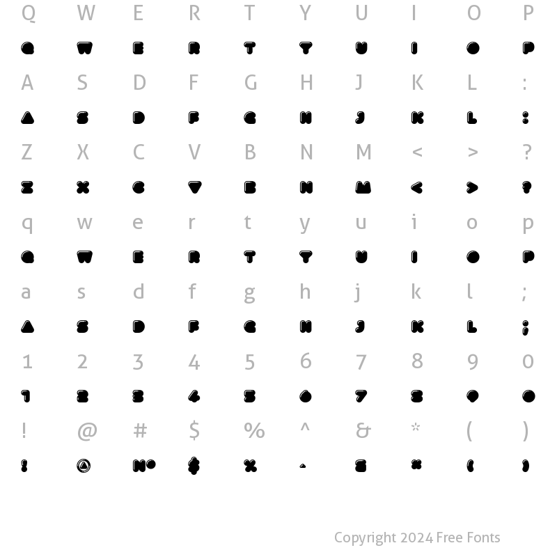 Character Map of Gusto Highlight Regular