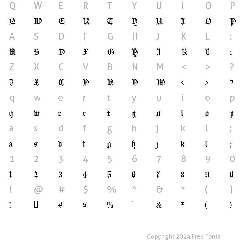 Character Map of Gutenberg Gothic Regular