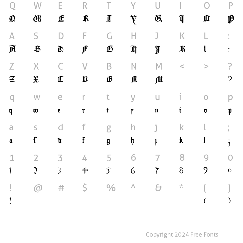 Character Map of gutenberg Regular