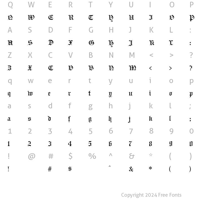 Character Map of GutenbergGothic Regular