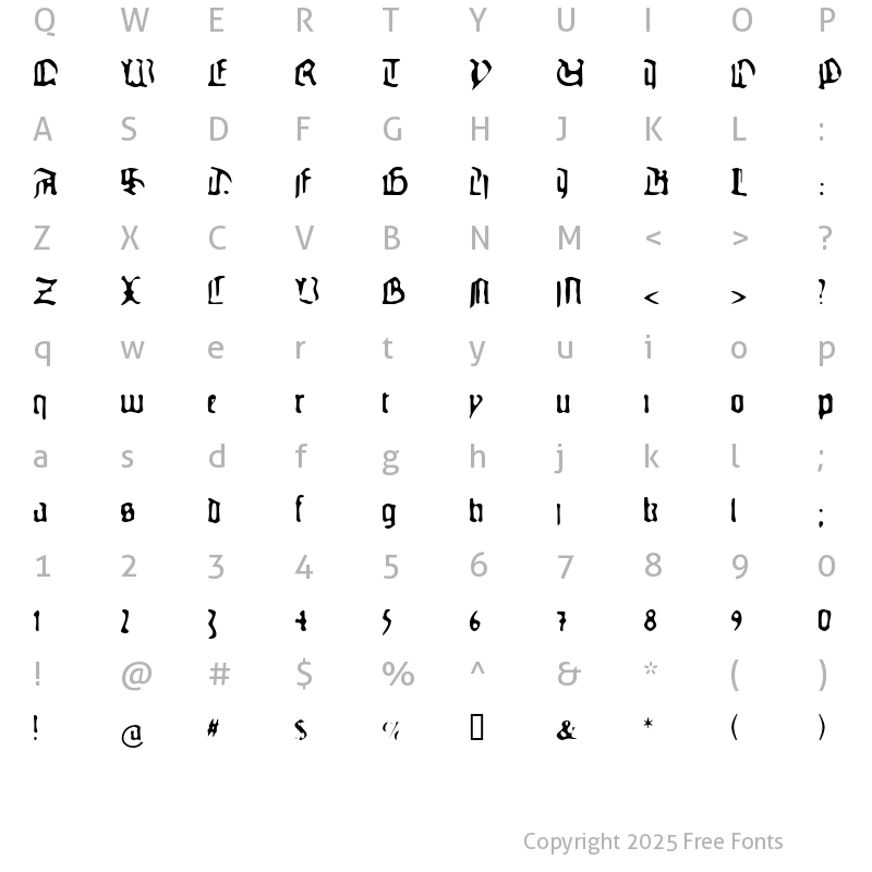 Character Map of GutenbergsGhostypes Regular