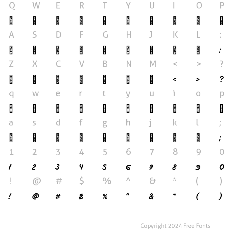 Character Map of Gveret Levin AlefAlefAlef Regular