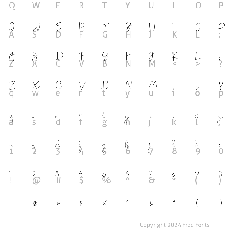 Character Map of gwen font Regular