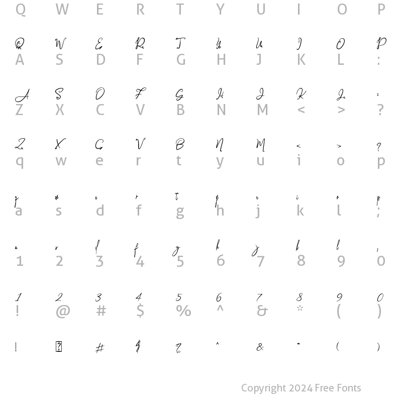 Character Map of Gwothmey Regular