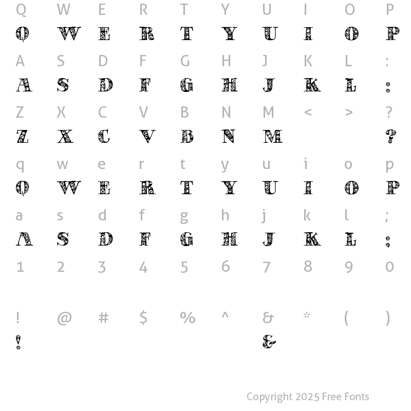 Character Map of GypsyRose Regular