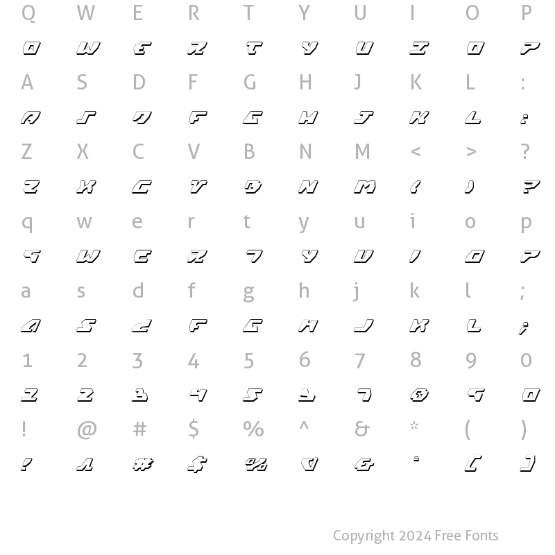 Character Map of Gyrfalcon 3D Italic 3D Italic