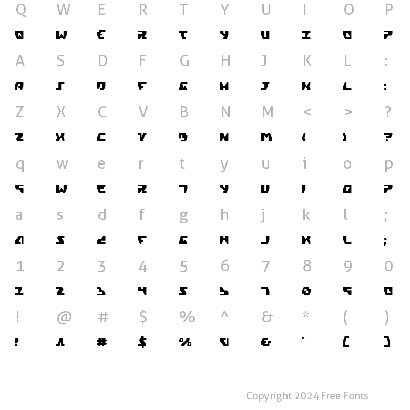 Character Map of Gyrfalcon Condensed Condensed