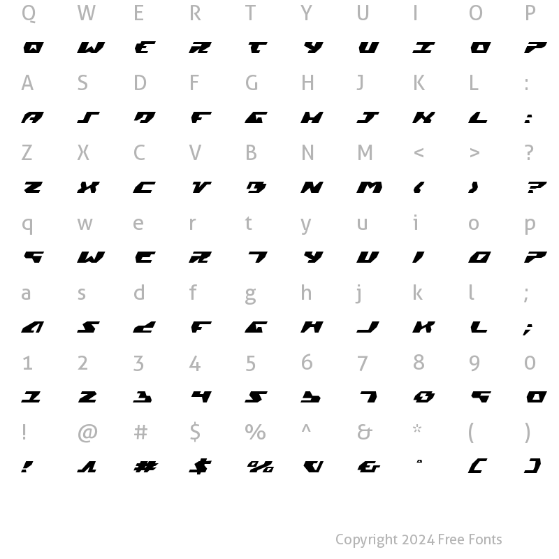 Character Map of Gyrfalcon Expanded Italic Expanded Italic