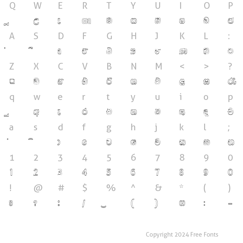 Character Map of H&&2H Plain.