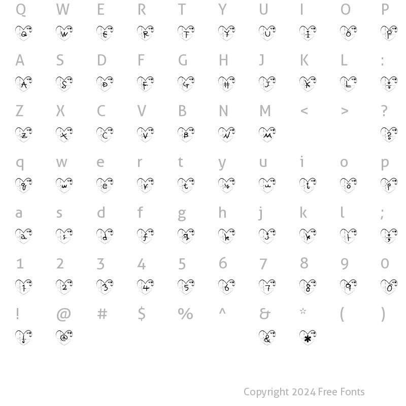 Character Map of ha-Font Regular