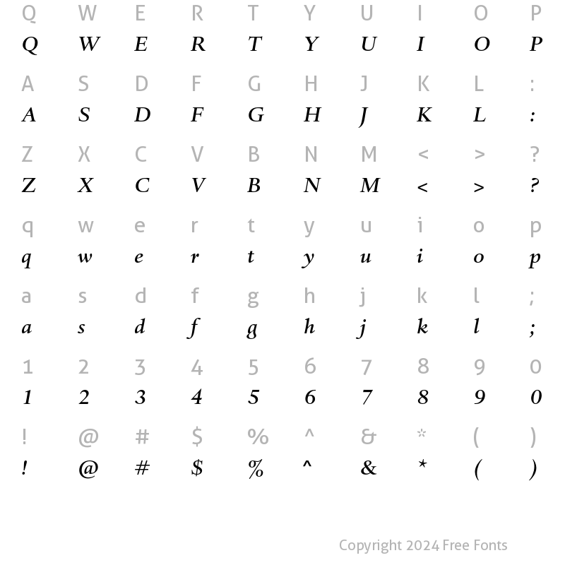 Character Map of Haarlemmer MT Std Medium It