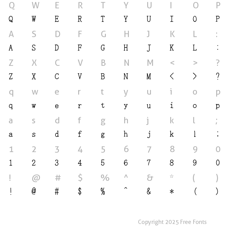 Character Map of Habataki Font Regular