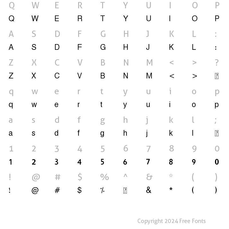 Character Map of Hacen Liner Broadcast Regular