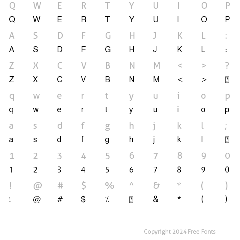 Character Map of Hacen Liner Printout Lt Regular